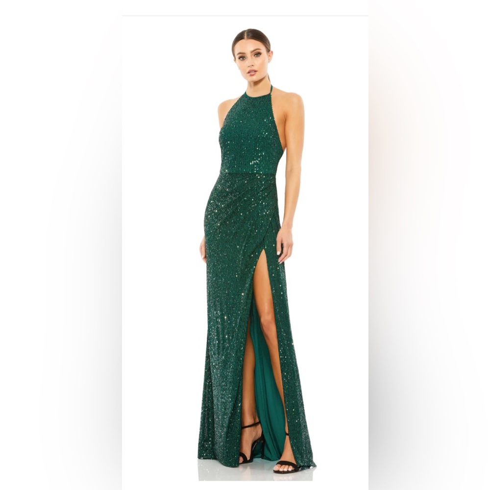 Mac Duggal Halter dress in Battle Green, size 6